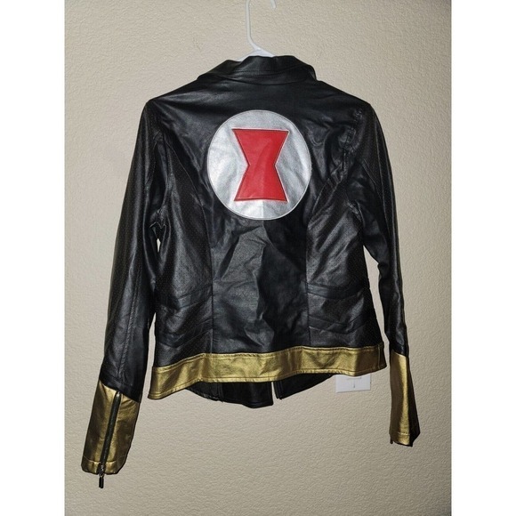 Her Universe Marvel Black Widow Faux Leather Womens Moto Jacket Size Medium - Picture 7 of 7